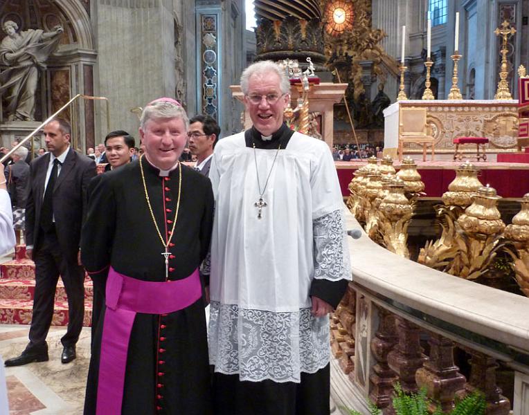 DamianWW.JPG - Fr. Damian Wynn-Williams and his Bishop (Bishop Colin Campbell, of the Otago and Southland Diocese  of NZ) in St Peters just after the mass finished