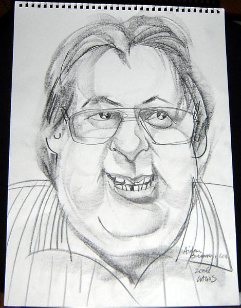 Nov06015.jpg - Caricature of Brian Hunter drawn by Aidian Bremner at the reunion.