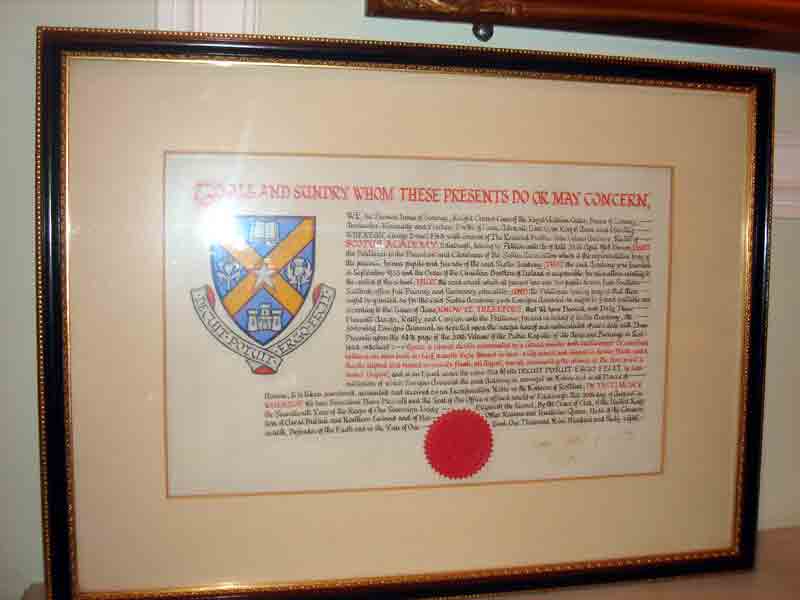 ru05-04.jpg - Charter granted by Lord Lyon King of Arms for the school badge and motto.