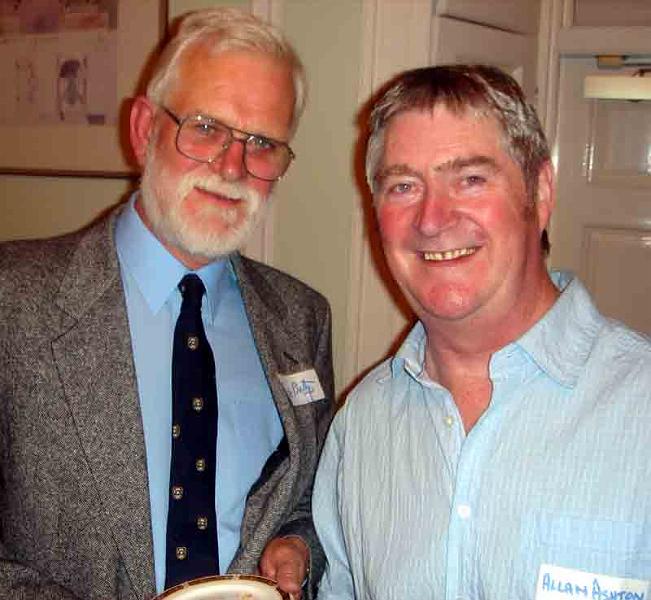 ru05-08.jpg - David Batty, Science Master and Allan Ashton.  Mr Batty looked younger than some of the FPs.