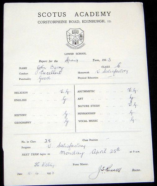 JB01.jpg - One of John Barry's report cards from 1953.