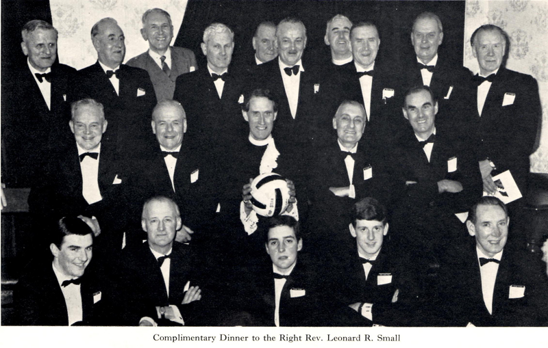 FergusB.jpg - Fergie is 3rd from the right back row This is at the retiral of Leonard Small. All present are members of past and present Edinburgh Uni football teams.